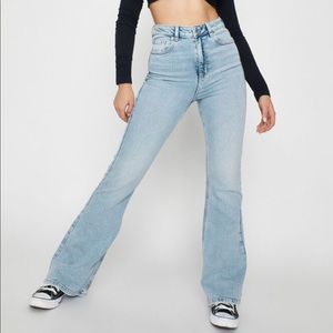 Wide leg light blue jeans